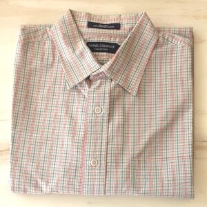 DANIEL CREMIEUX COLLECTION 100% COTTON SMALL CHECK SHORT SLEEVE SHORT SZ L